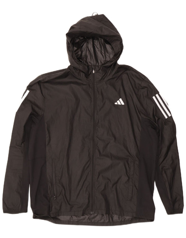 Adidas Veste de pluie à capuche Aeroready pour homme UK 42 XL Noir Polyester