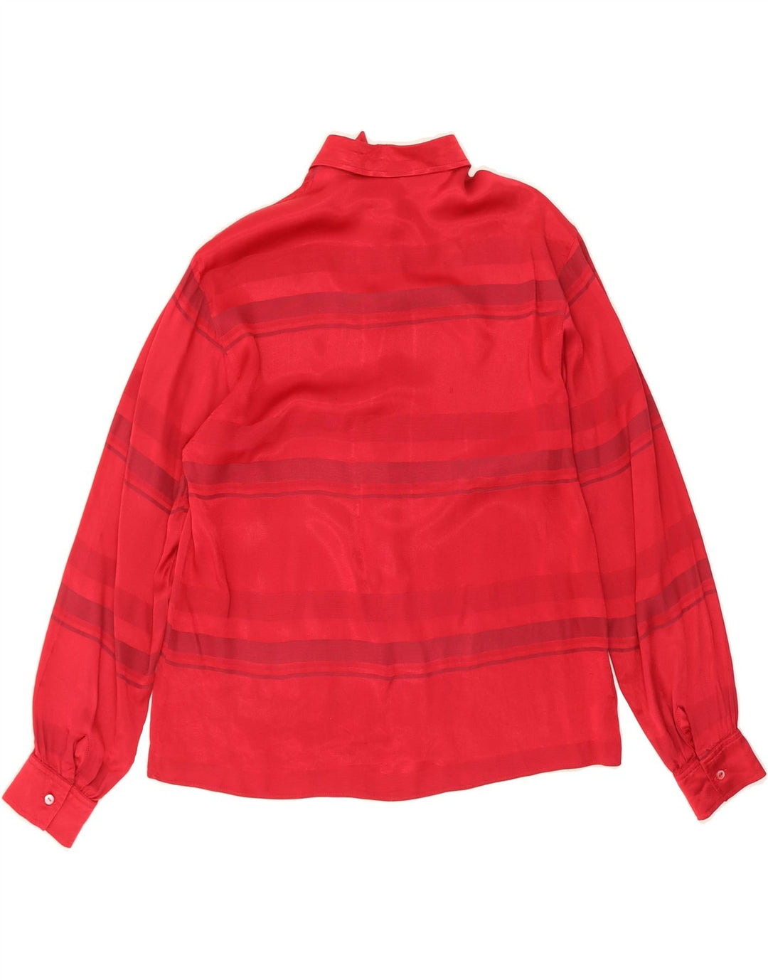 VINTAGE Womens Shirt Blouse IT 44 Medium Red Striped Acetate Vintage Vintage and Second-Hand Vintage from Messina Hembry 