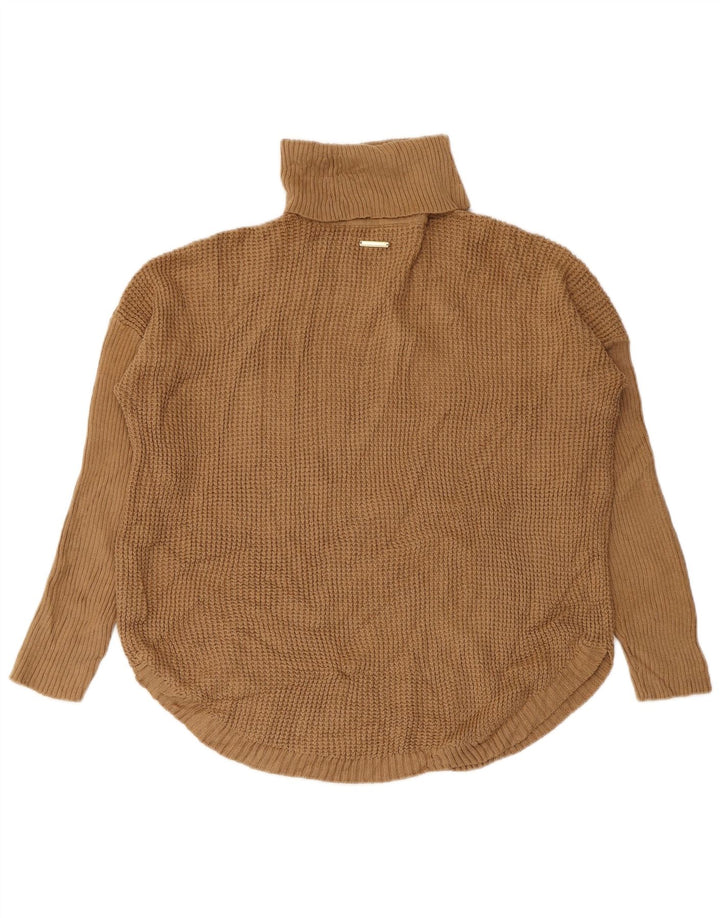 MICHAEL KORS Pull col roulé pour femme UK 12 Coton beige moyen