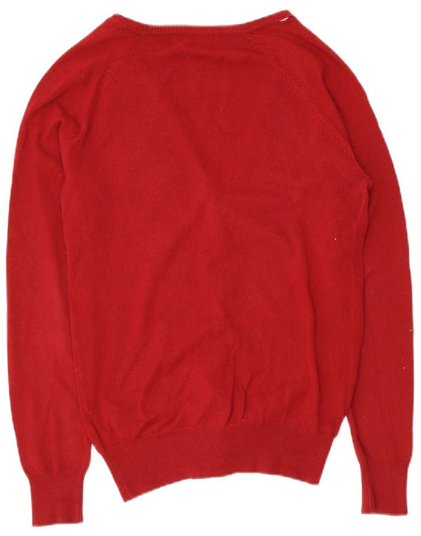 Zara Cardigan Femme Pull UK 12 Coton Rouge Moyen