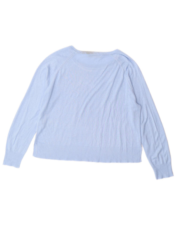 Zara Pull surdimensionné à col bateau pour femme UK 10 Small Bleu Viscose