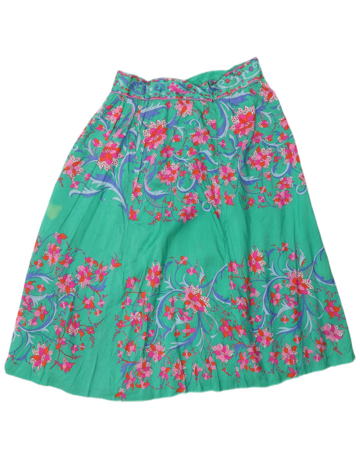 jupe évasée femme vintage W28 Floral vert moyen
