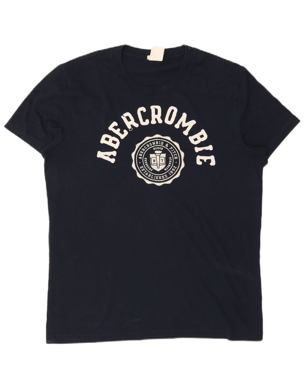 Abercrombie & Fitch T-shirt graphique Muscle Fit pour hommes, grand, bleu marine