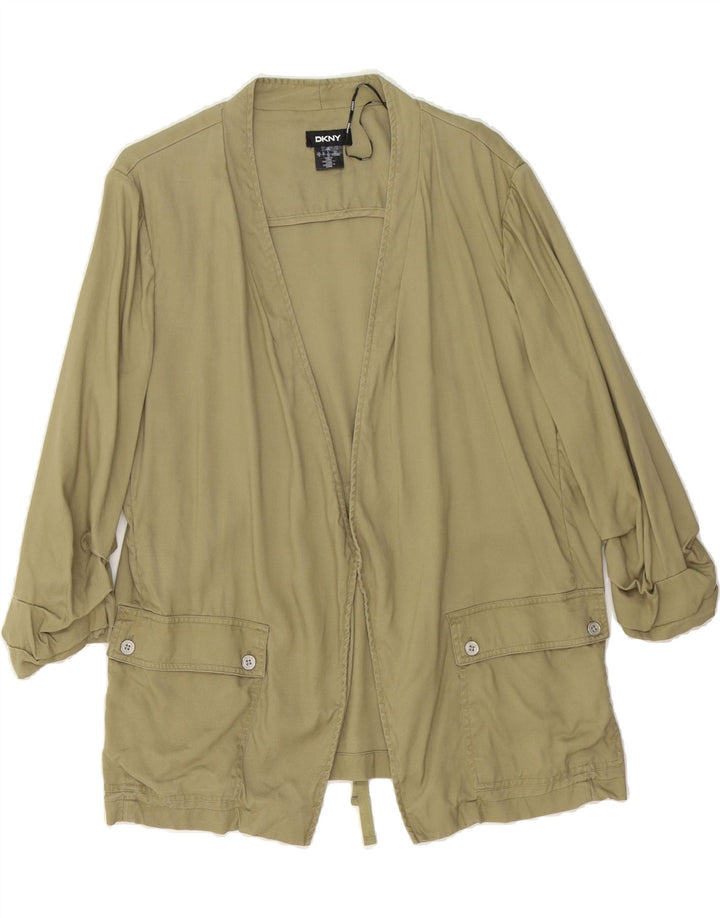 DKNY Womens Oversized 3/4 Sleeve Open Blazer Jacket UK 16 Large Khaki Vintage Dkny and Second-Hand Dkny from Messina Hembry 