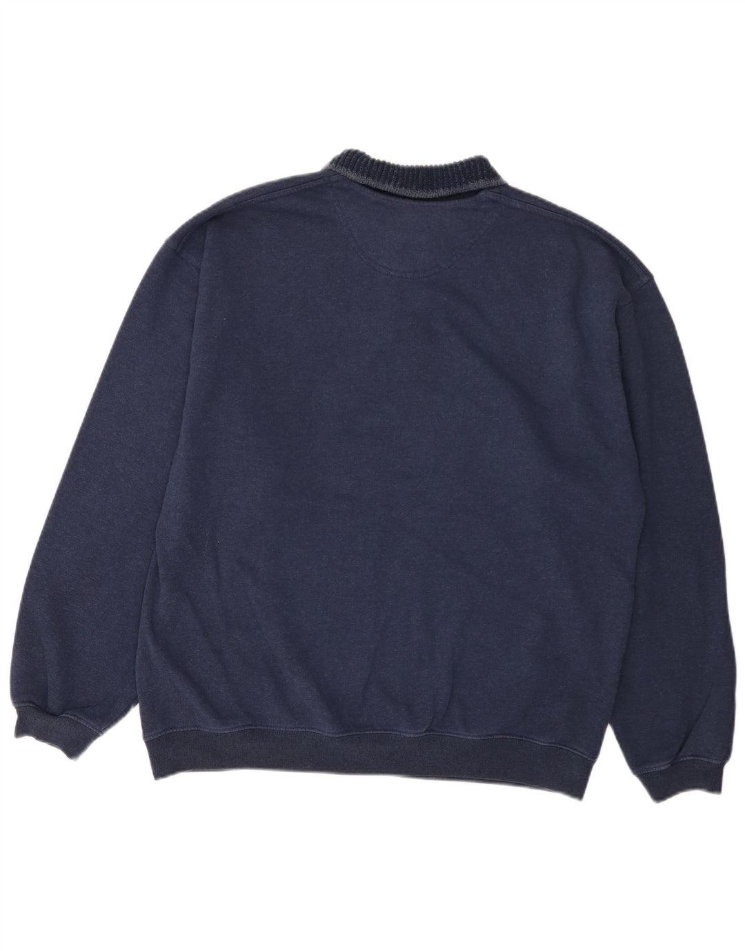 Marks & Spencer Sweat-shirt à col polo pour homme, grand, bleu marine, rayé