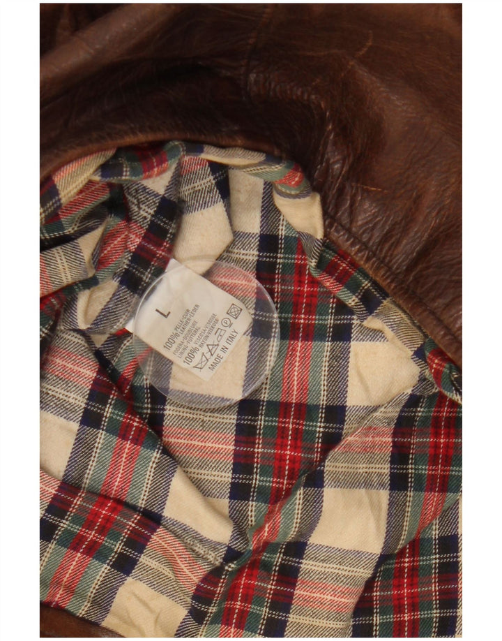 Americanino Veste en cuir surdimensionnée pour femme UK 16 Grand cuir marron