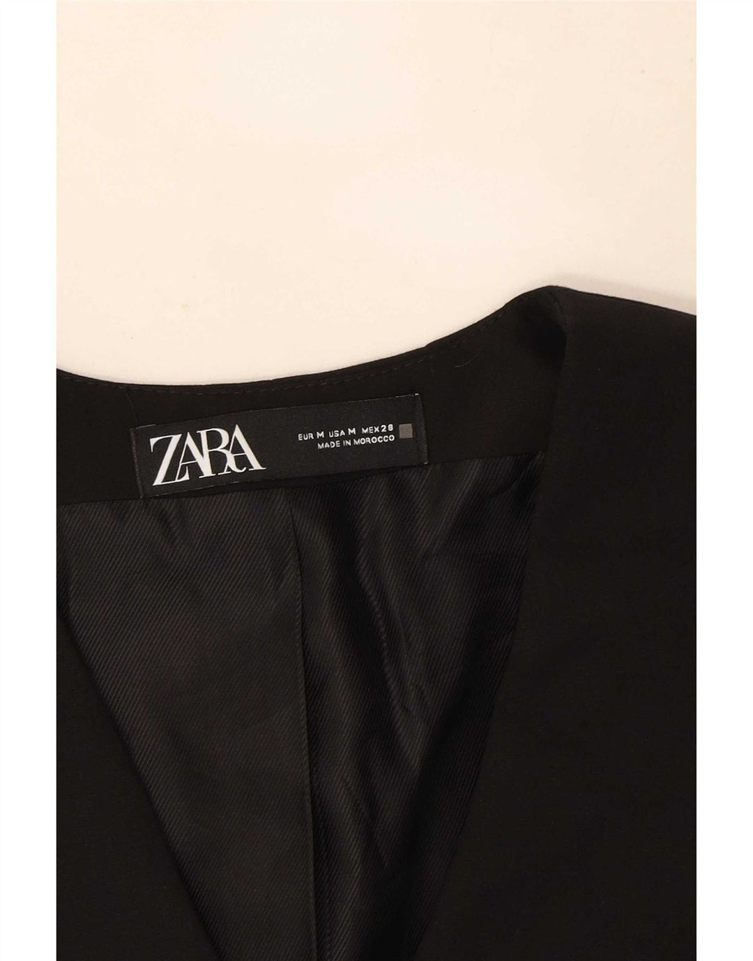 Zara Gilet court pour femme UK 44 Medium Noir Polyester