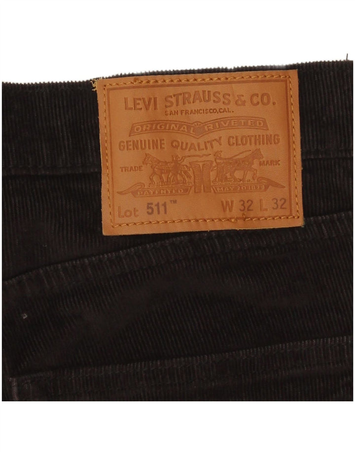 Levi's Pantalon 511 Slim Velours Côtelé W32 L29 Homme Noir Coton