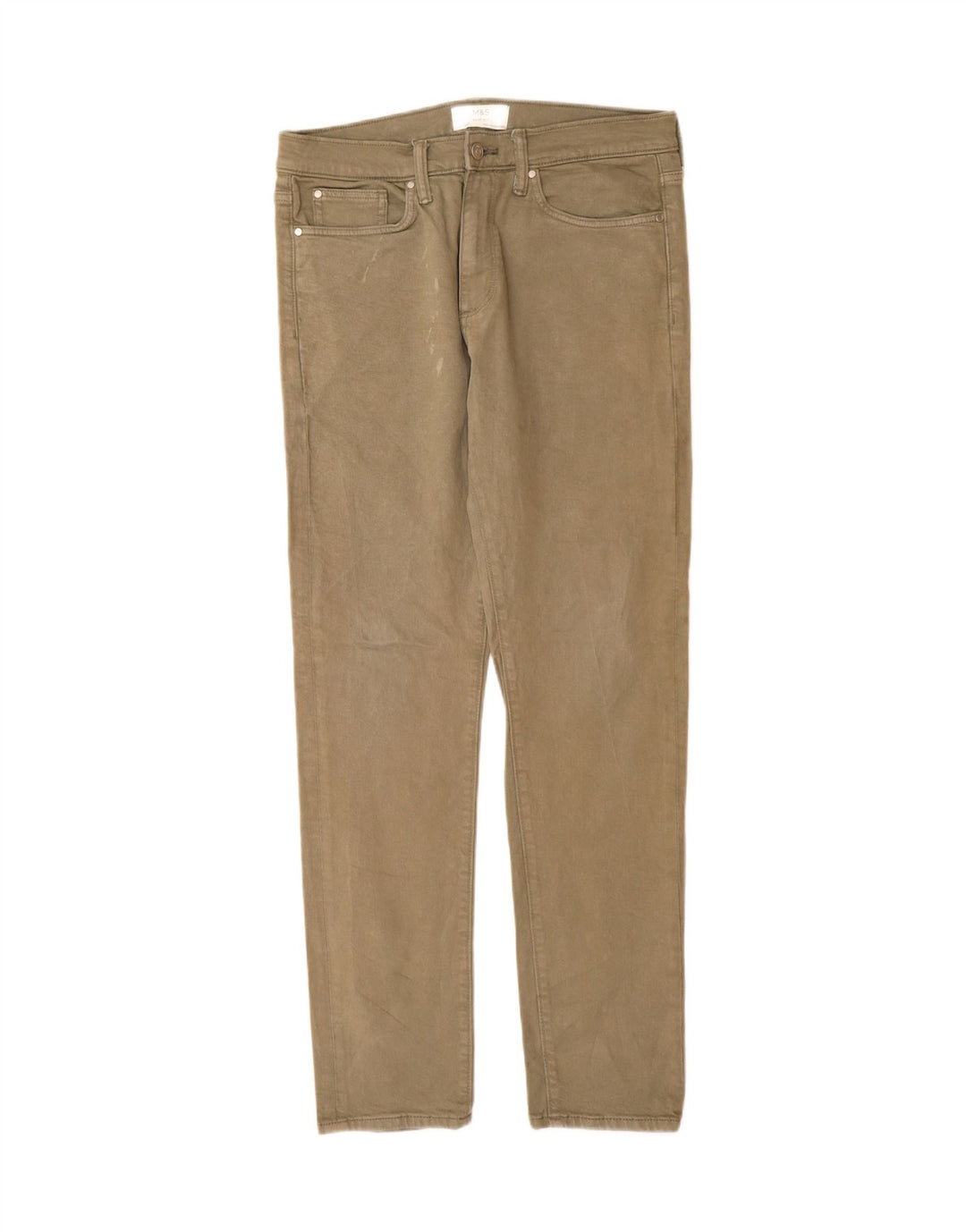 Marks & Spencer Jean Slim Homme W32 L33 Kaki Coton