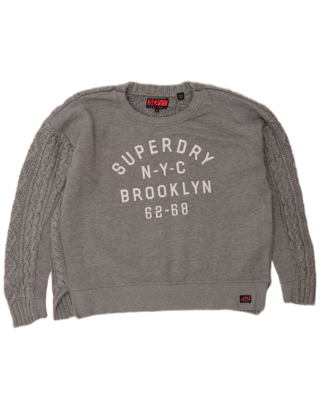 SUPERDRY Sweat-shirt graphique surdimensionné pour femme UK 14 Gris moyen