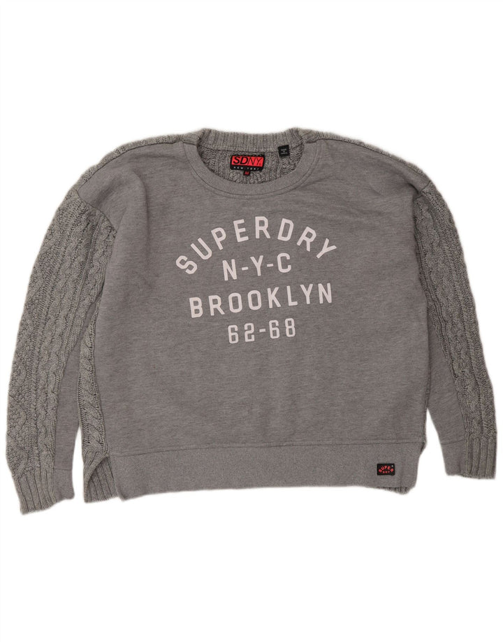 SUPERDRY Sweat-shirt graphique surdimensionné pour femme UK 14 Gris moyen