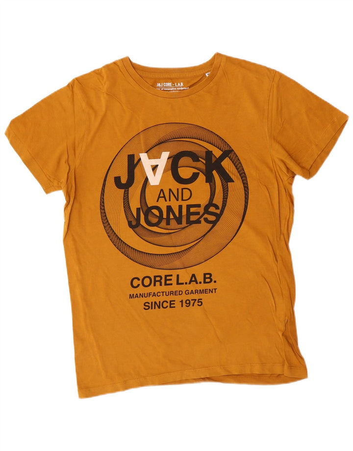 JACK & JONES T-Shirt Graphique Homme Jaune Moyen Coton