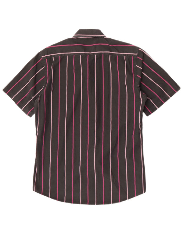 Yves Saint Laurent Chemise à manches courtes homme en coton à fines rayures noir moyen