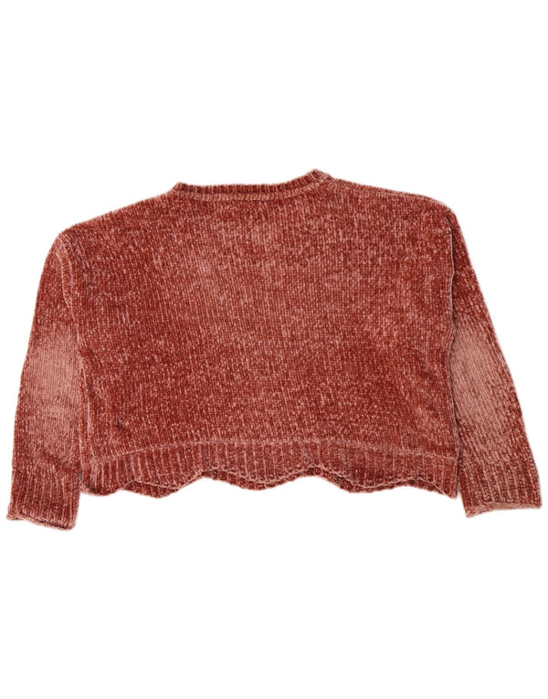 Zara Pull court surdimensionné à col bateau pour femme UK 10 Petit Bordeaux