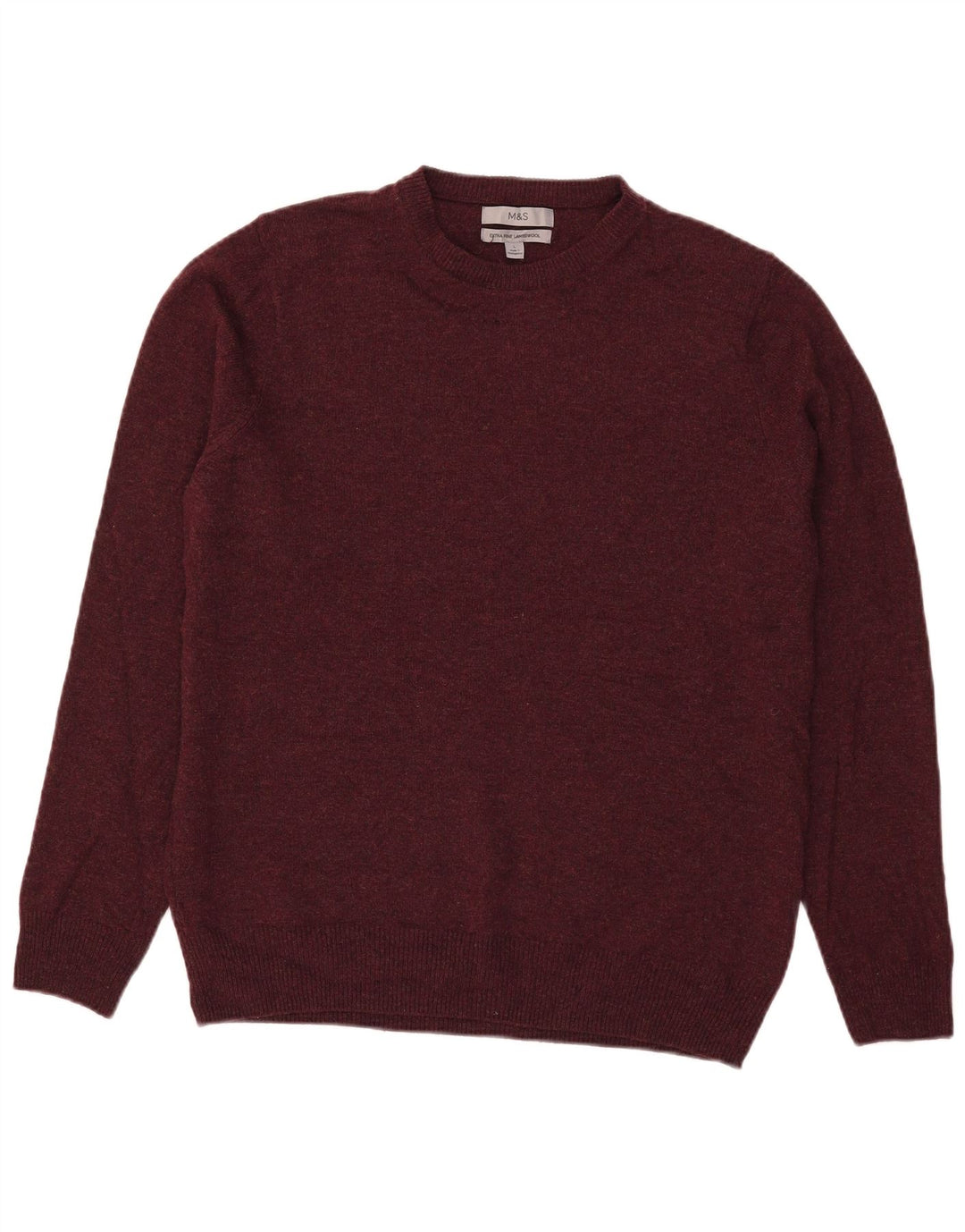 Marks & Spencer Pull à col rond pour homme en laine bordeaux Taille L