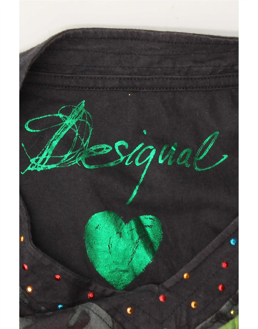 Desigual Haut graphique à manches longues pour femme UK 44 Medium Noir Floral