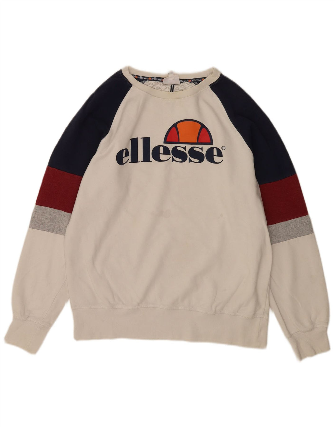 Ellesse Sweat-shirt graphique pour hommes, petit, en coton color block blanc