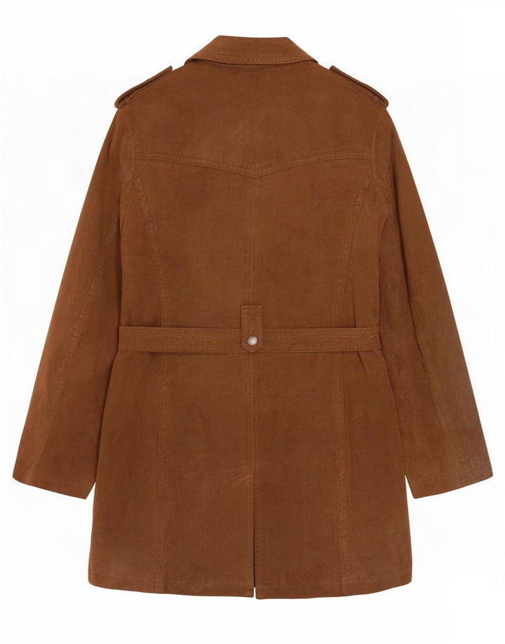 Ambria Manteau militaire en daim pour femme IT 46 Grand cuir marron