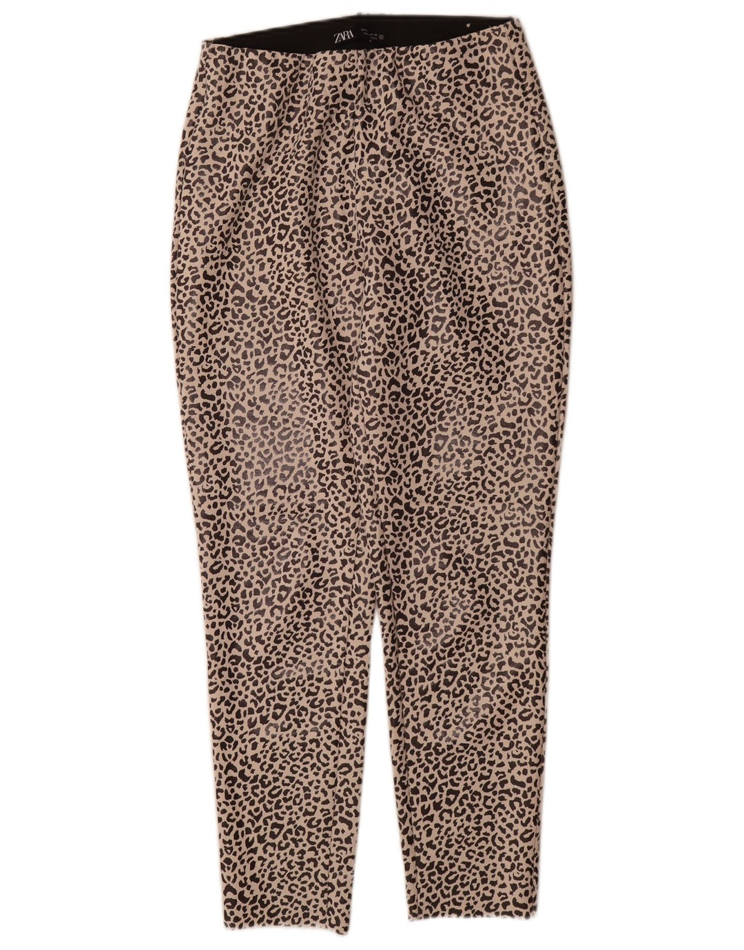 Zara Leggings Femme UK 12 Polyester Imprimé Animal Beige Moyen