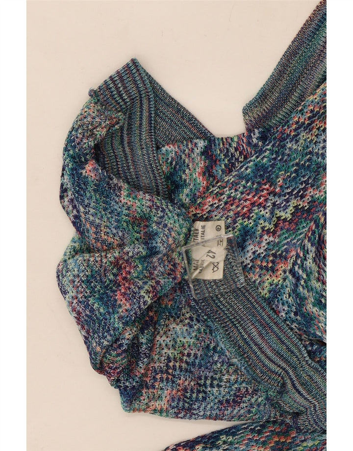 Top Femme Vintage Manches Longues IT 42 Medium Multicolore Chevron Viscose