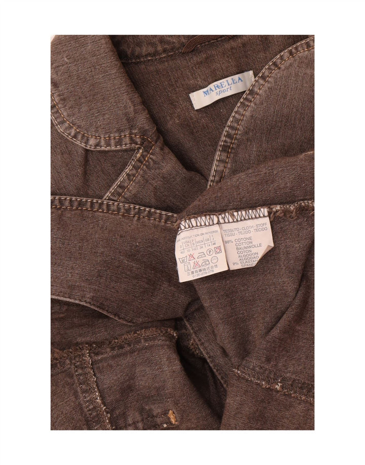 Marella Veste Blazer en Denim à 2 Boutons pour Femme UK 14 Grand Coton Gris