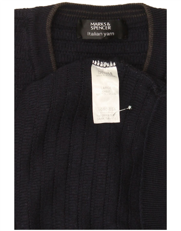Marks & Spencer Pull col V pour homme en acrylique bleu marine Taille L