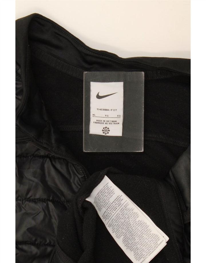 NIKE Homme Dri Fit Zip Neck Sweatshirt Jumper XL Noir Polyester