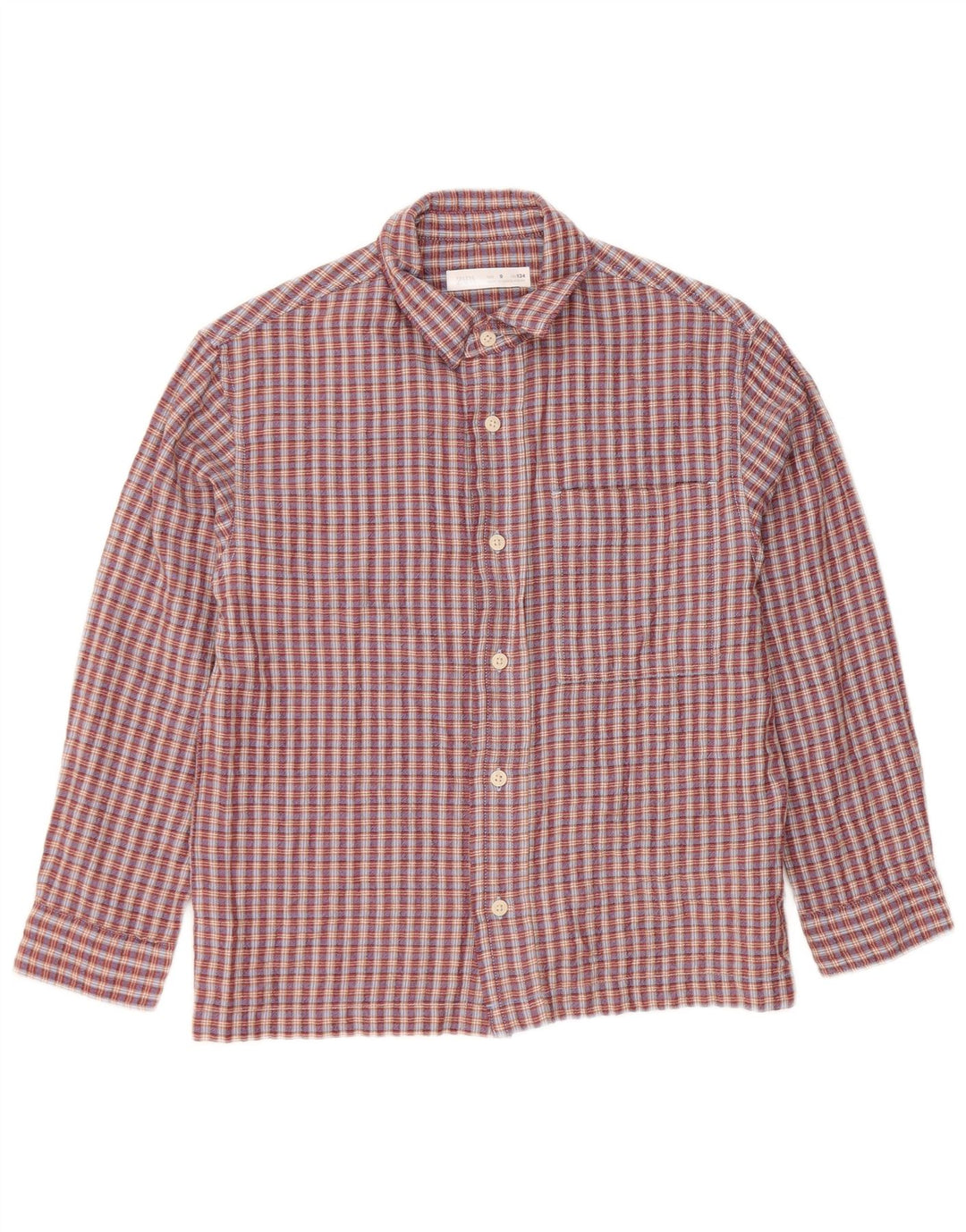 Chemise en flanelle ZARA garçons 8-9 ans coton à carreaux bordeaux
