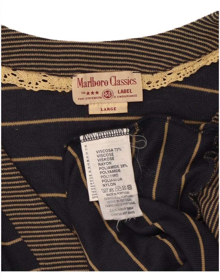 Marlboro Classics Haut chemisier long pour femme UK 16 Large Bleu marine rayé