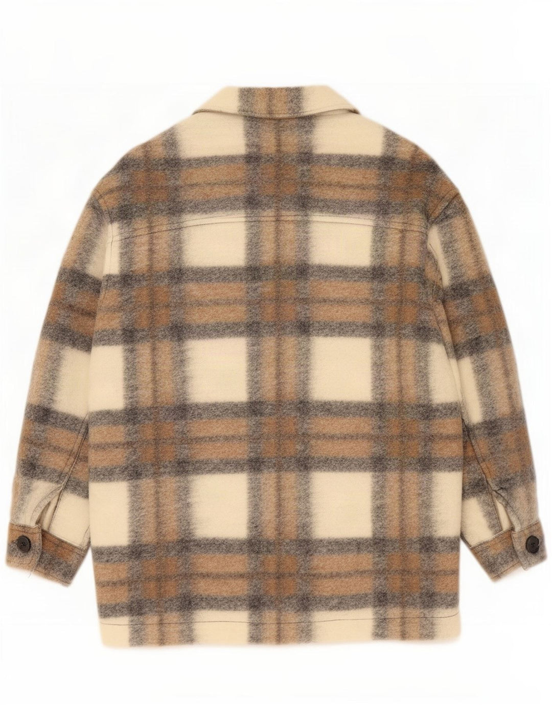 Zara Veste utilitaire surdimensionnée pour femme UK 14 Polyester à carreaux beige moyen