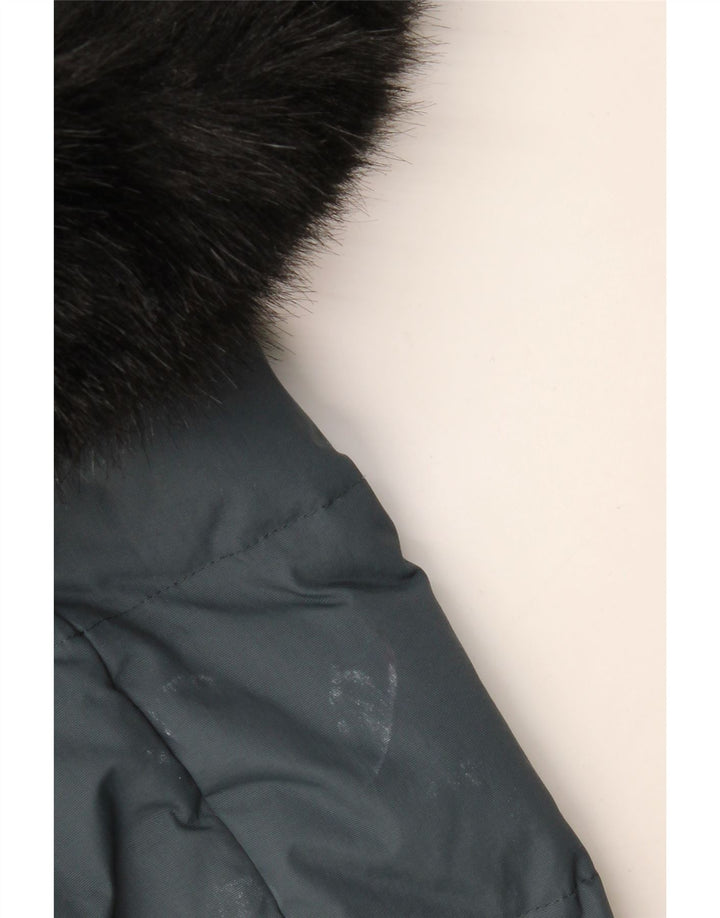 Superdry Veste Bomber À Capuche Rembourrée Pour Femme UK 14 Bleu Moyen Colorblock