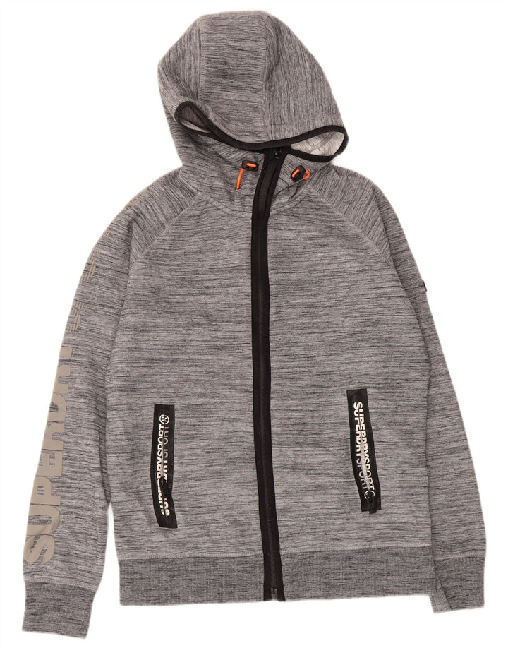 Superdry Pull à Capuche Graphique Zippé Homme Gris Moyen Moucheté Polyester
