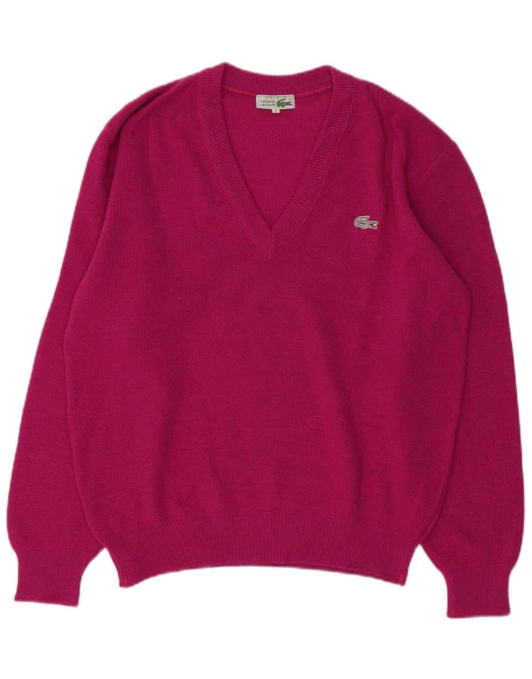 LACOSTE Homme Col V Pull Pull Taille 5 Grande Laine Rose