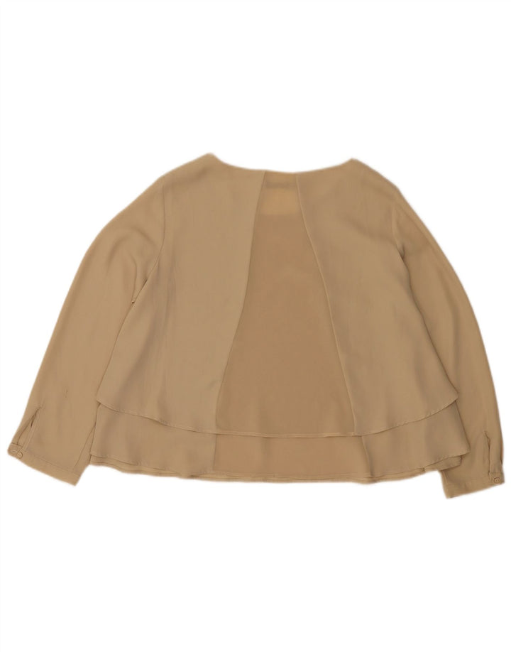 Zara Chemisier à manches longues pour femme UK 14 Polyester beige moyen