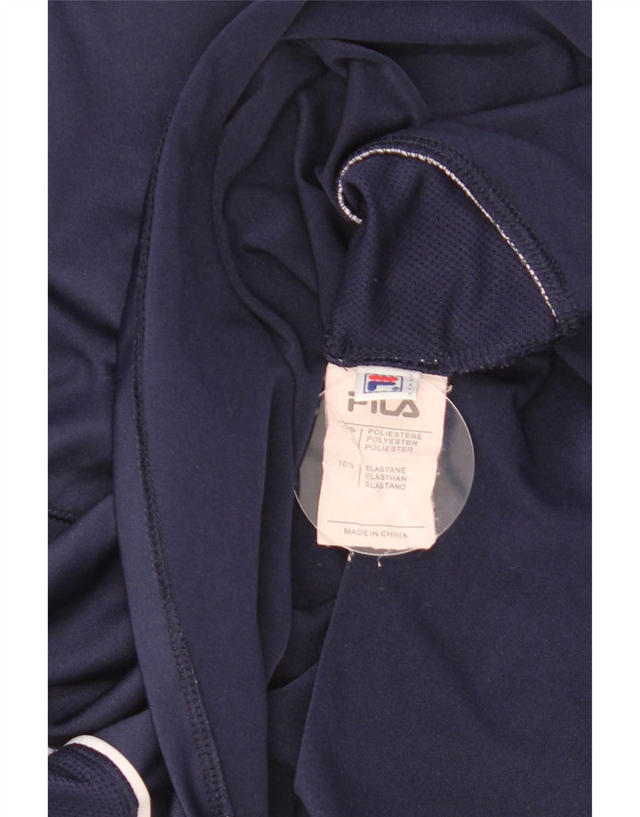 Fila Femme T-Shirt Top UK 14 Medium Bleu Marine Polyester