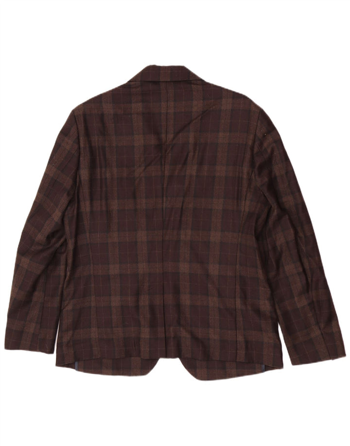 Mauro Grifoni Veste blazer 1 bouton pour homme IT 50 en laine à carreaux marron