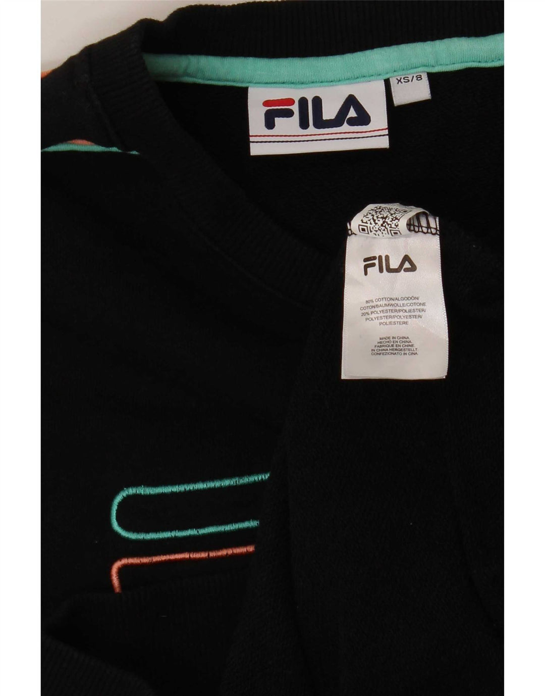 Fila Sweat-shirt graphique pour femme UK 8 Small Noir Coton