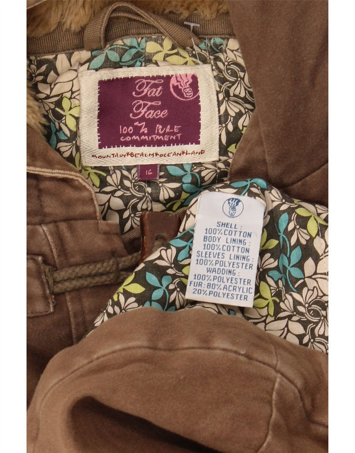 Fat Face Veste de sport à capuche surdimensionnée pour femme UK 16 Large Marron Coton