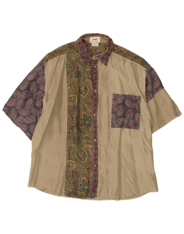 Sisley Chemise À Manches Courtes En Soie Paisley Beige Moyen |