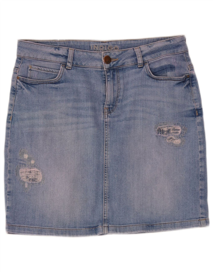 Marks & Spencer Jupe en jean indigo vieilli pour femme UK 12 Medium W32 Bleu