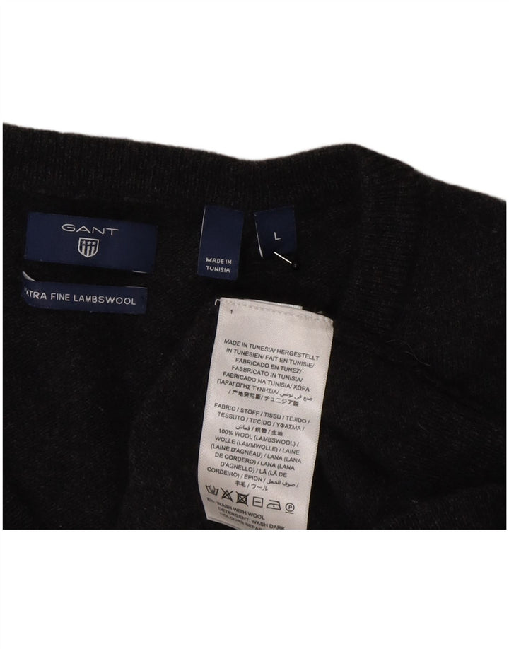 Gant Pull col V pour femme UK 16 Large Gris Laine d'agneau