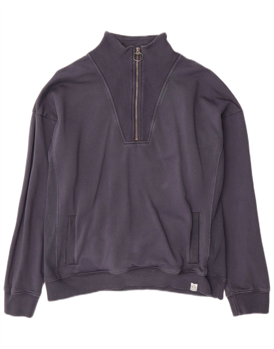 Fat Face Sweat-Shirt Col Zippé Homme Bleu Marine Moyen