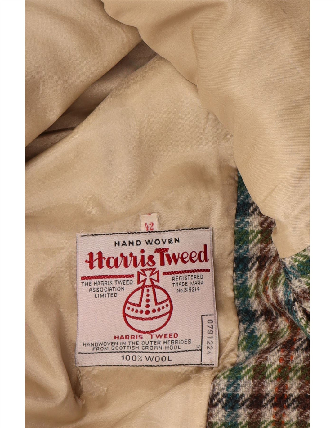 Harris Tweed Veste Blazer 2 Boutons Femme EU 42 Grand Pied-de-Poule Vert