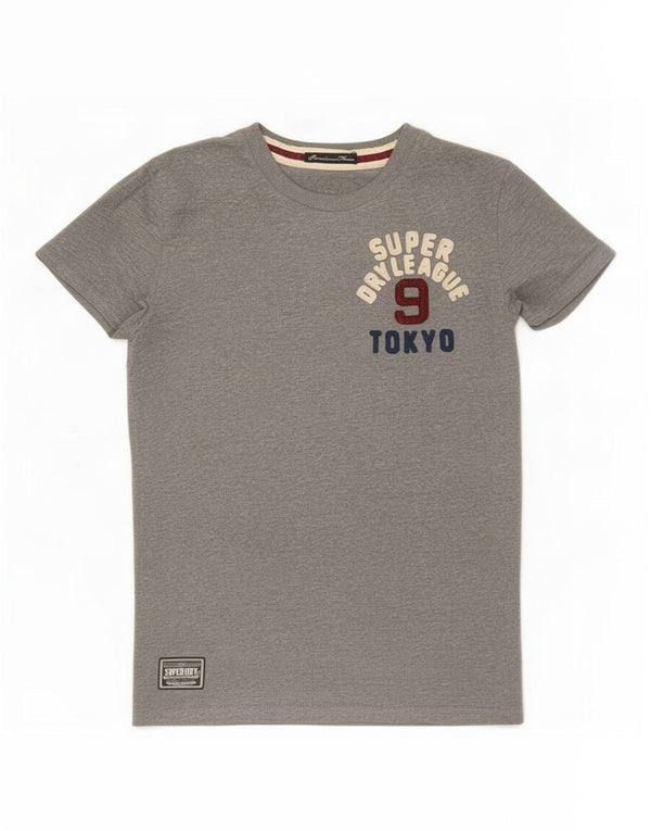 Superdry Mens Graphic T-Shirt Top Medium Grey Flecked Cotton