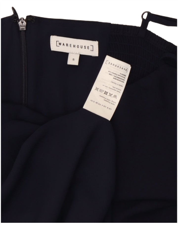 WAREHOUSE Robe Slip Femme UK 8 Small Bleu Marine Polyester