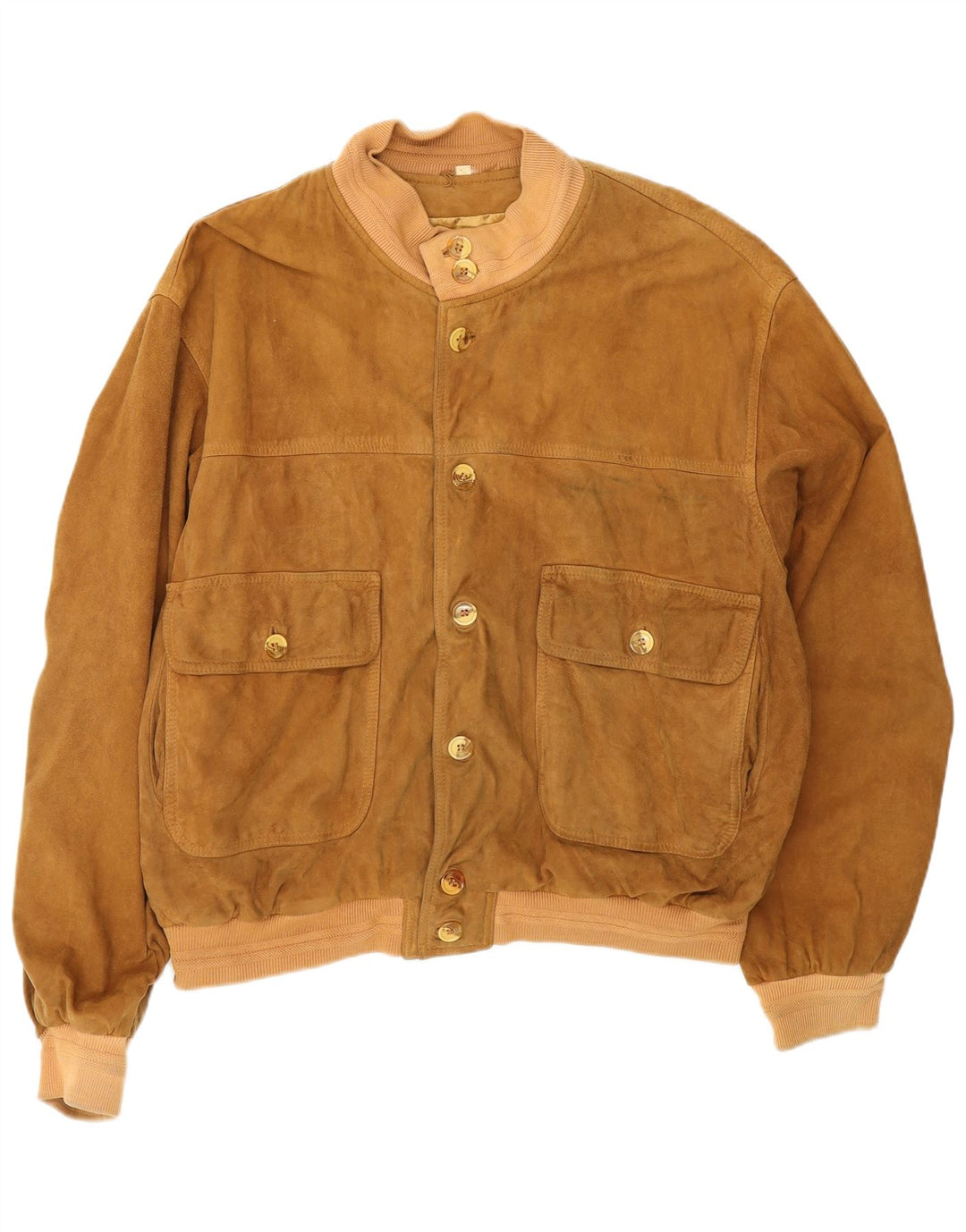 vintage Mens Suede Bomber Jacket UK 42 XL Cuir Beige