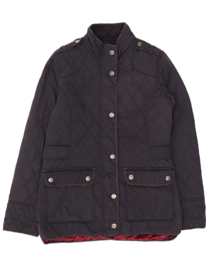 CREW CLOTHING Womens Quilted Jacket UK 10 Small Navy Blue Polyester