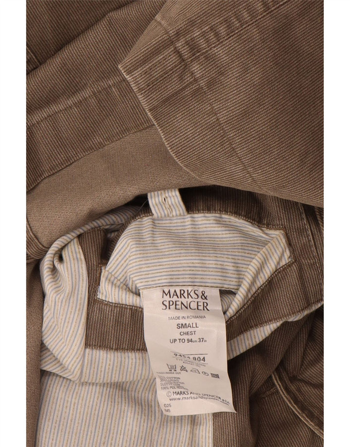 Marks & Spencer Veste blazer à 3 boutons pour homme UK 36 Petite kaki à fines rayures