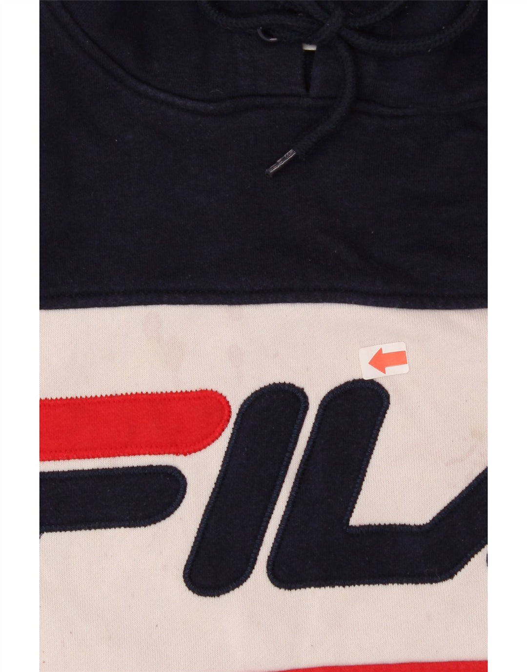 FILA Womens Graphic Hoodie Jumper UK 12 Medium  Multicoloured Colourblock Vintage Fila and Second-Hand Fila from Messina Hembry 