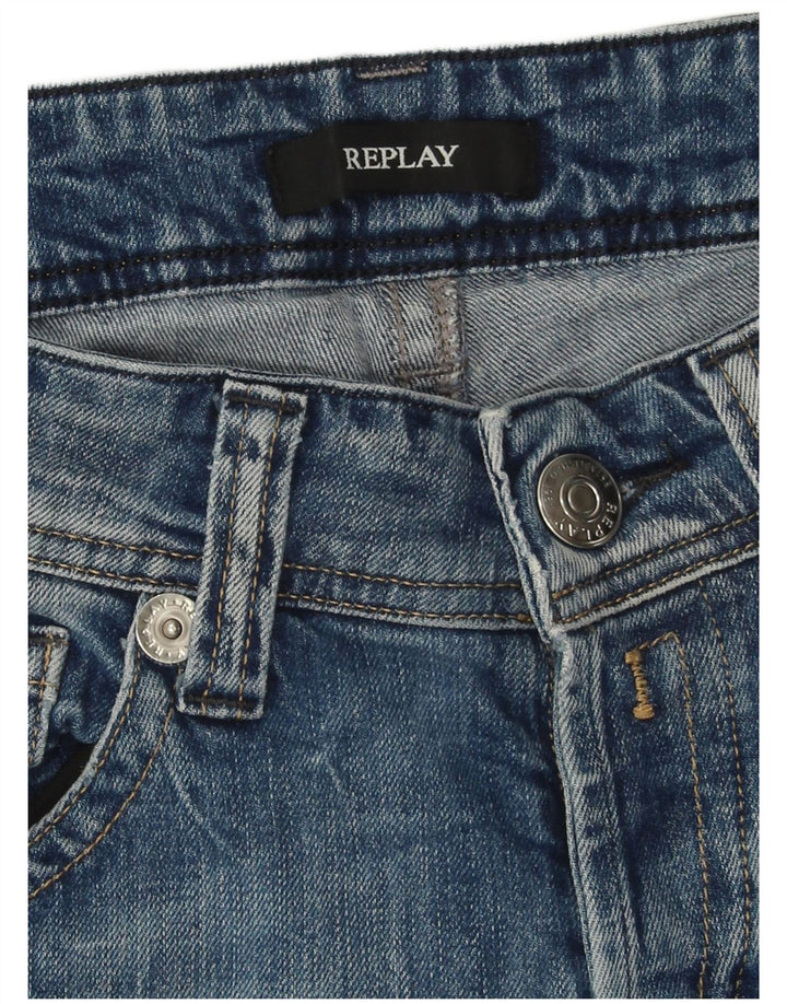 REPLAY Femme Jean Slim Effet Déchiré W32 L29 Bleu